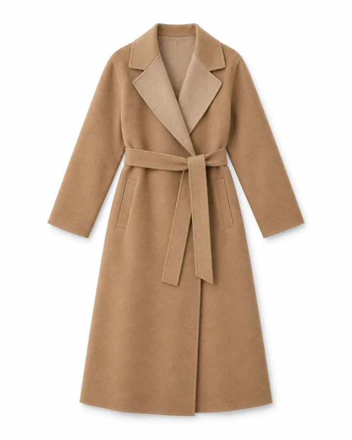 Camel wool wrap coat