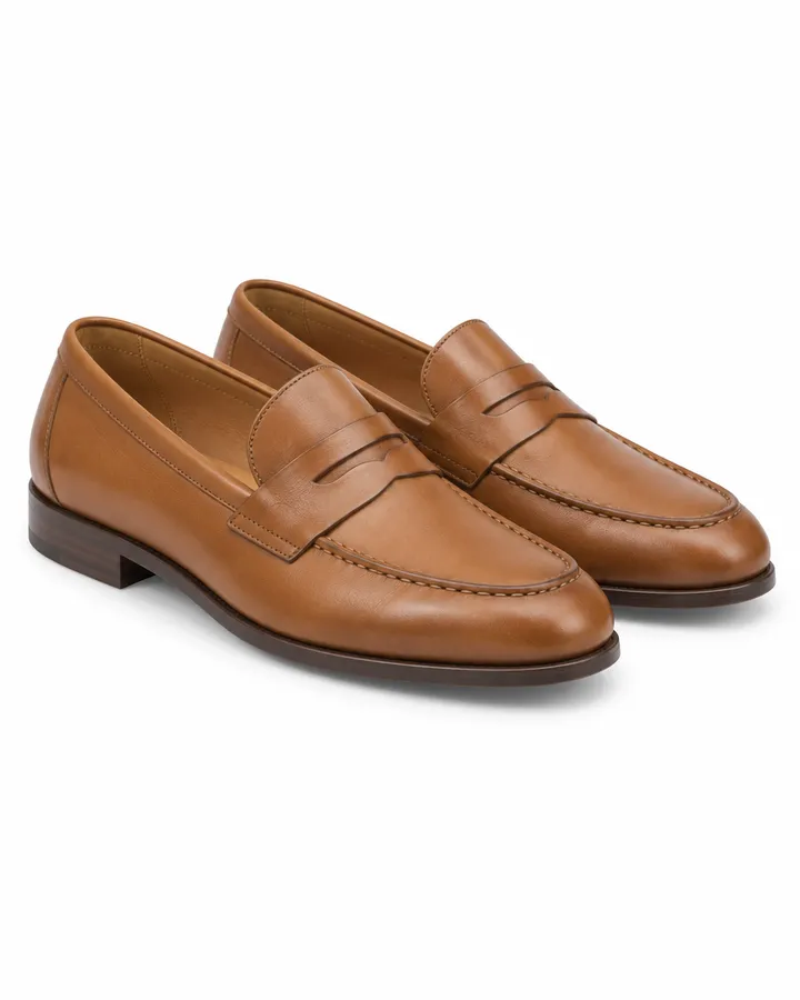 Tan penny loafers